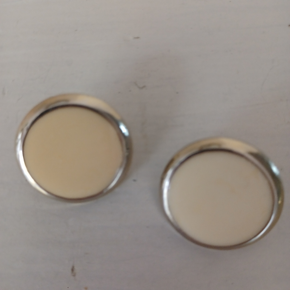 Vintage enamel and Gold-tone pierced earrings